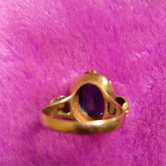 FINAL SALE 14K gold blue stone ring - Picture 2 of 7